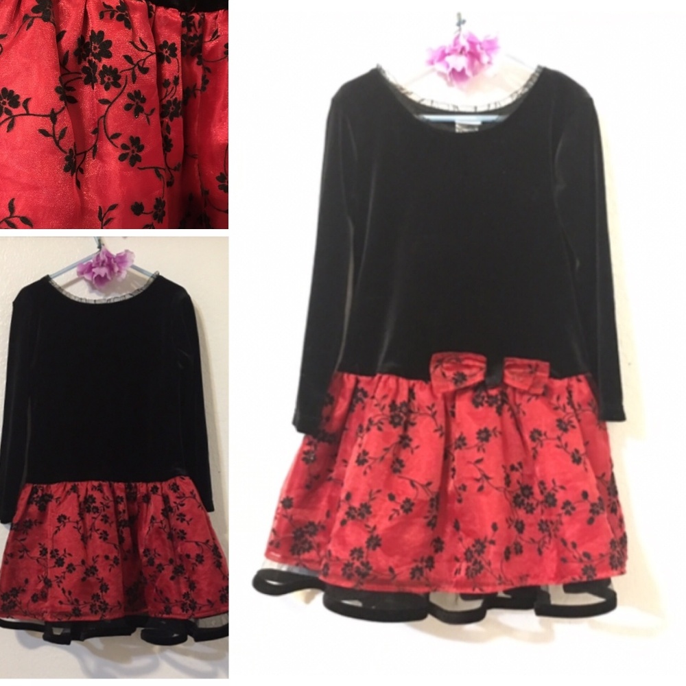 Black / Red Velvet & Tulle Dress 5T